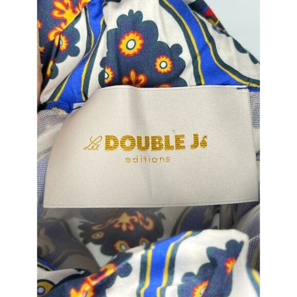 LA DOUBLEJ Sz S Small Sardegna Skirt Amalfi Print Blue Navy Gold Cotton Midi - Picture 7 of 10